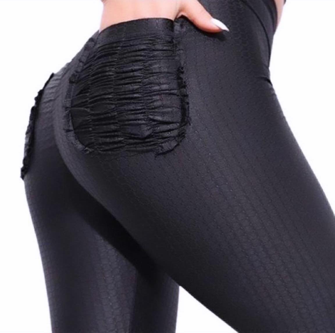 Calza Pola Push Up con bolsillos Negra