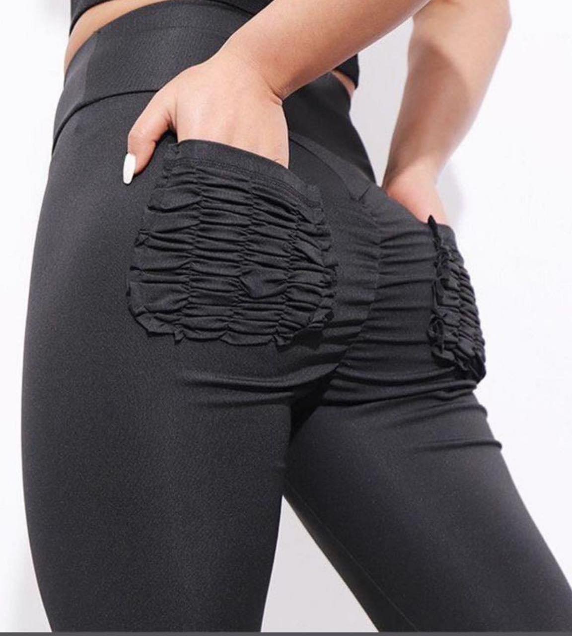 Calza Pola Push Up con bolsillos Negra