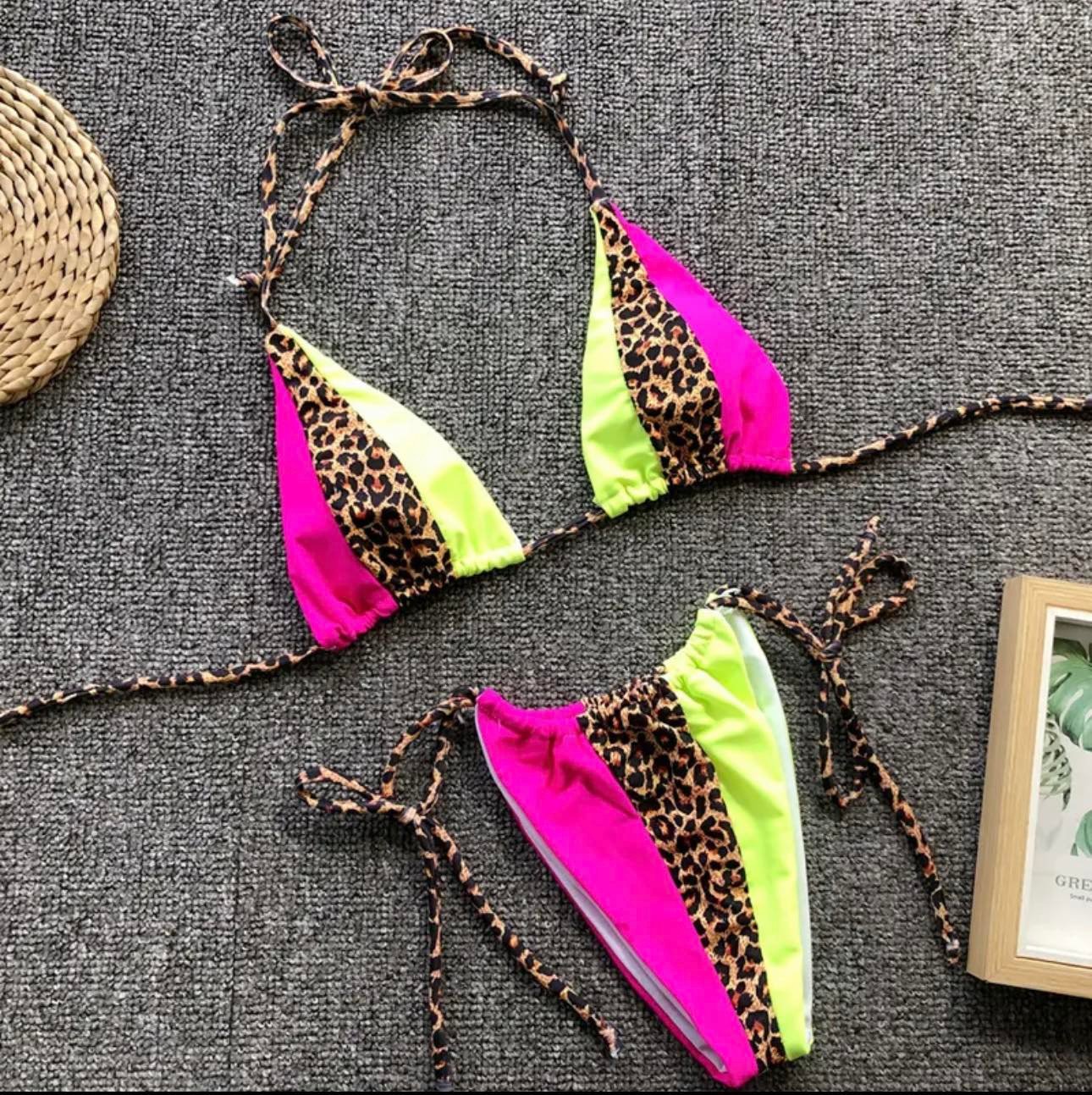 Bikini Kin Fucsia y Amarillo  cola less