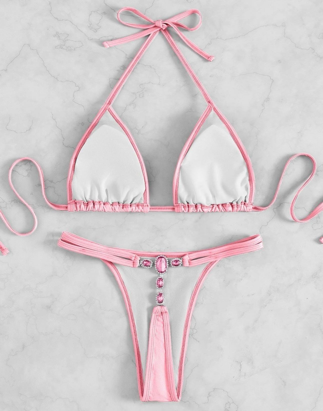 Bikini Piedras colas less Rosa