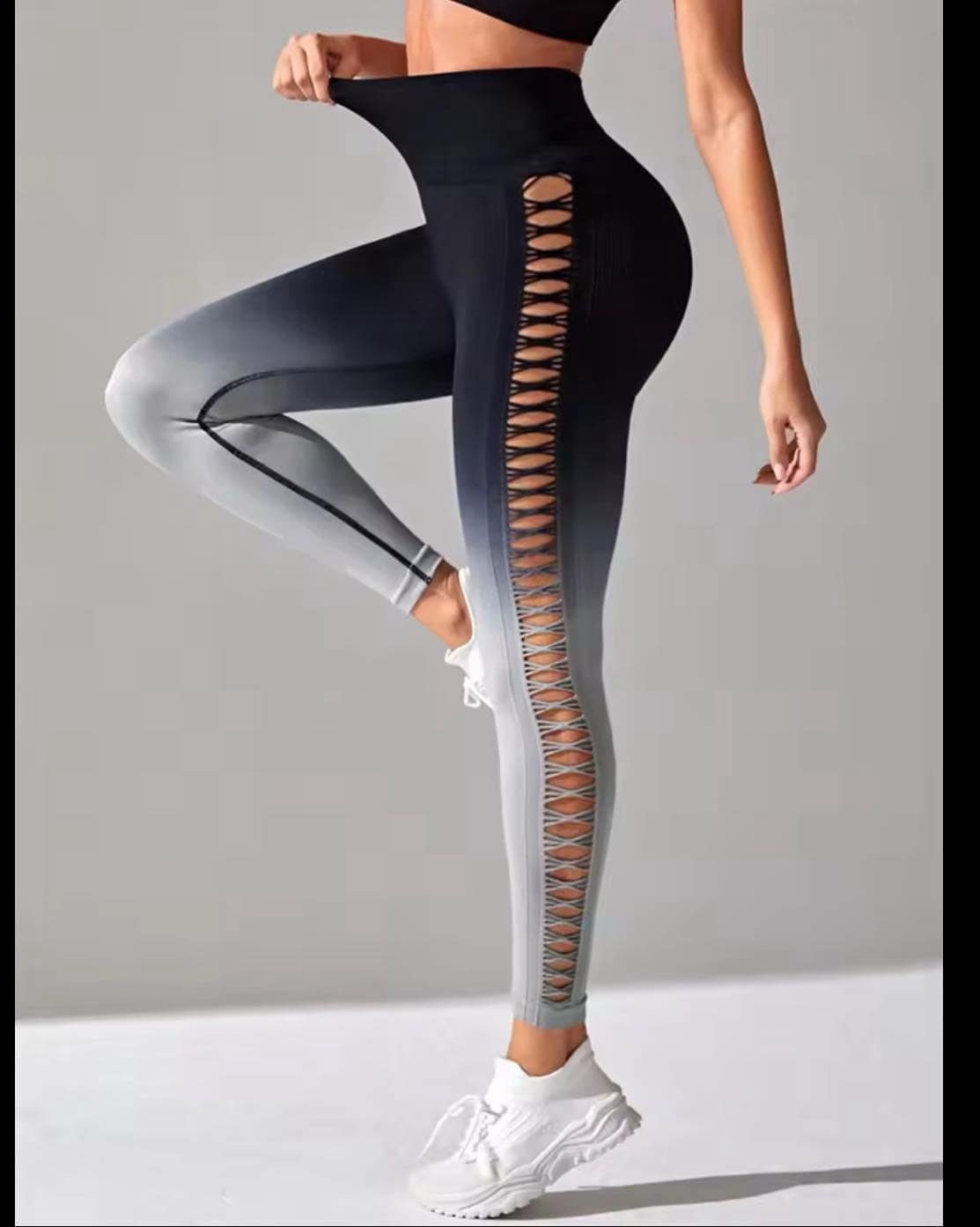 Calza  Rex  gris y negra push up