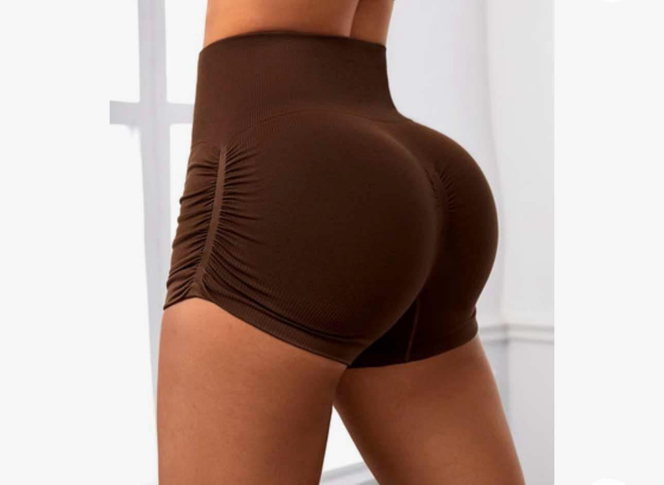 Short Lino Marron   Frunce Lateral