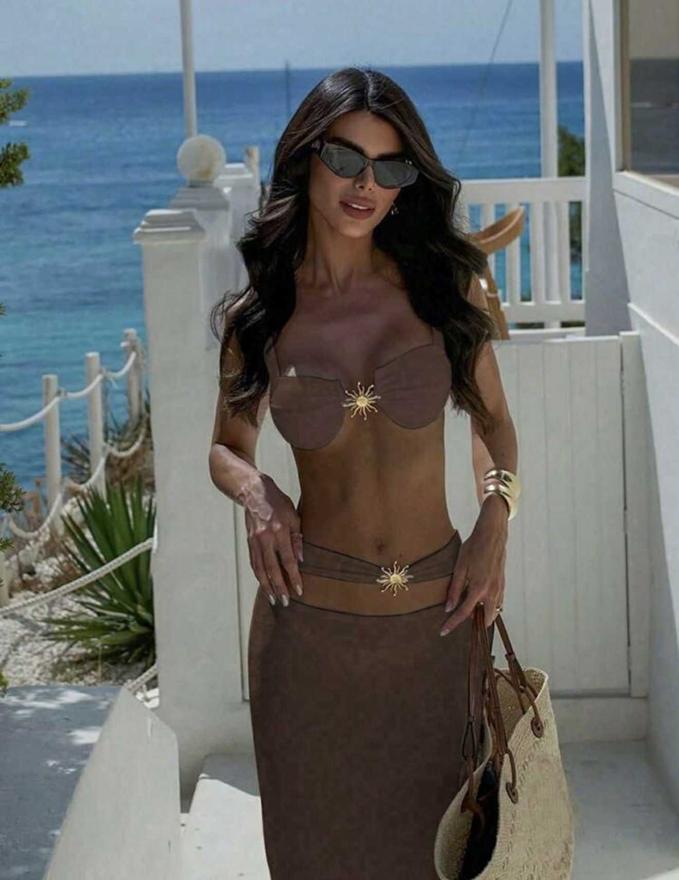 SET VESTIDO Y BIKINI VICK CHOCOLATE