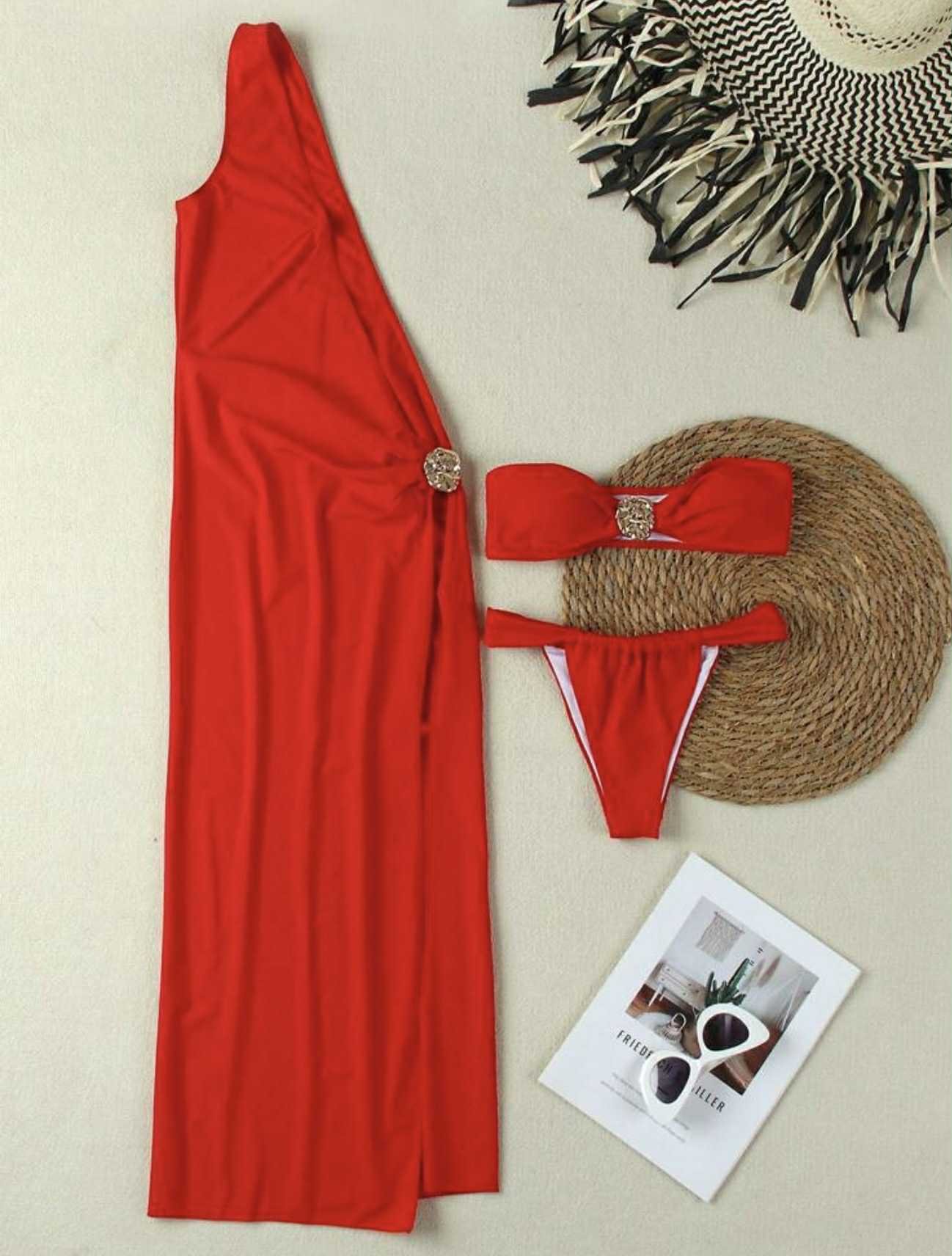 SET VESTIDO Y BIKINI LLORCA ROJO