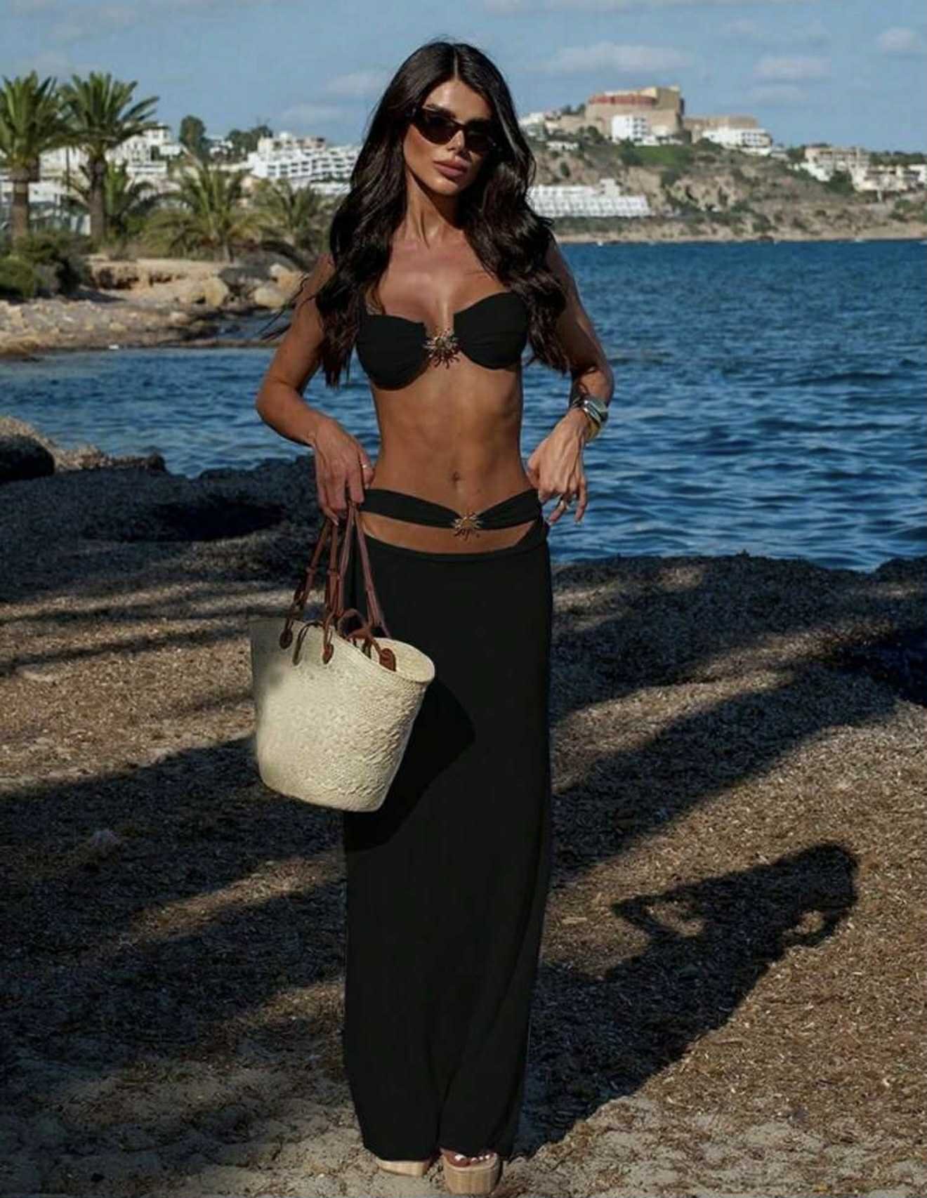 SET VESTIDO Y BIKINI VICK NEGRO