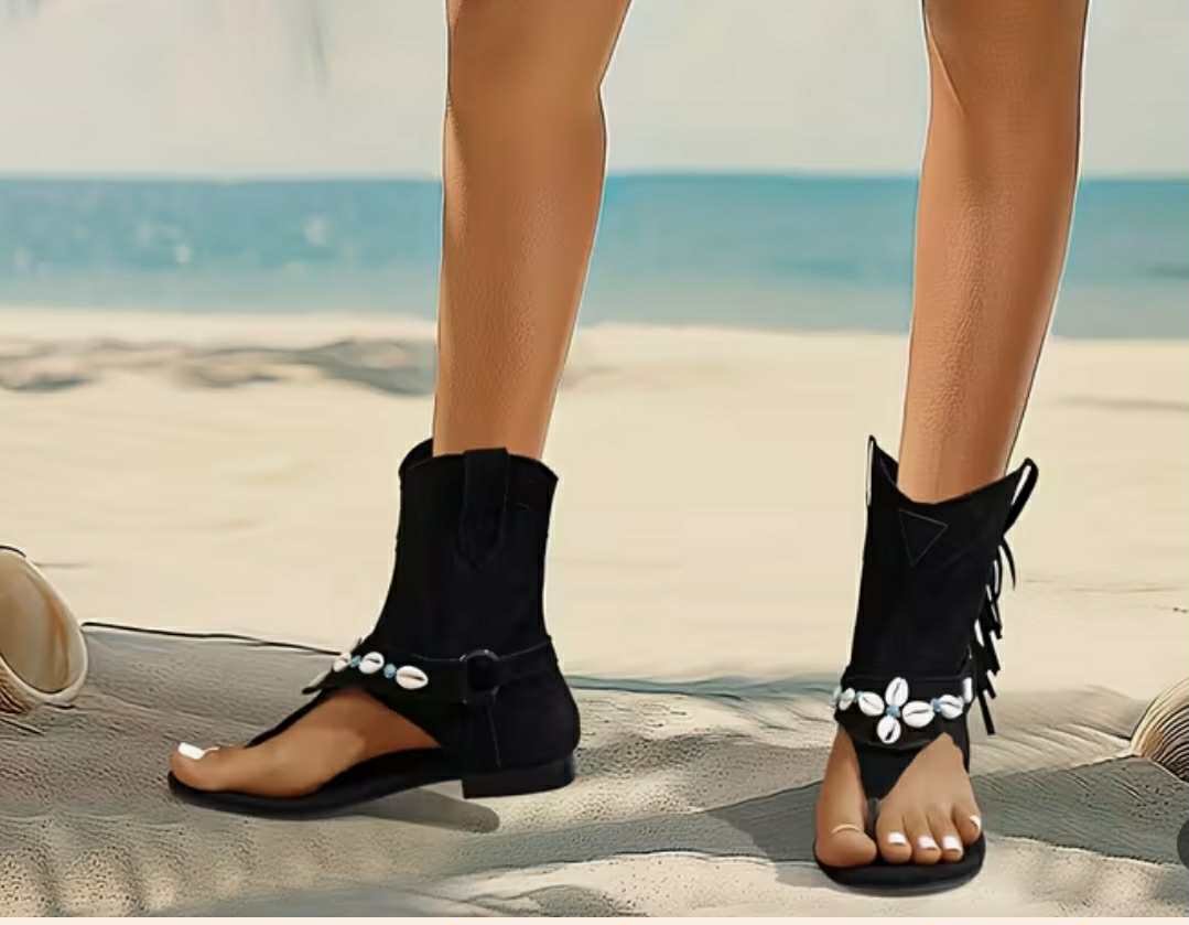 Botas Sandalias Caracol Negra