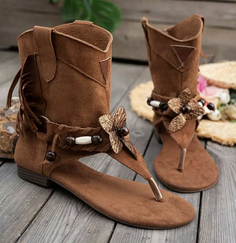 Bota Sandalias Flower chocolate
