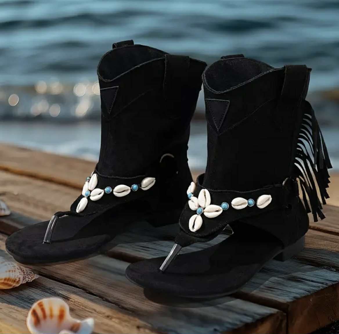 Botas Sandalias Caracol Negra