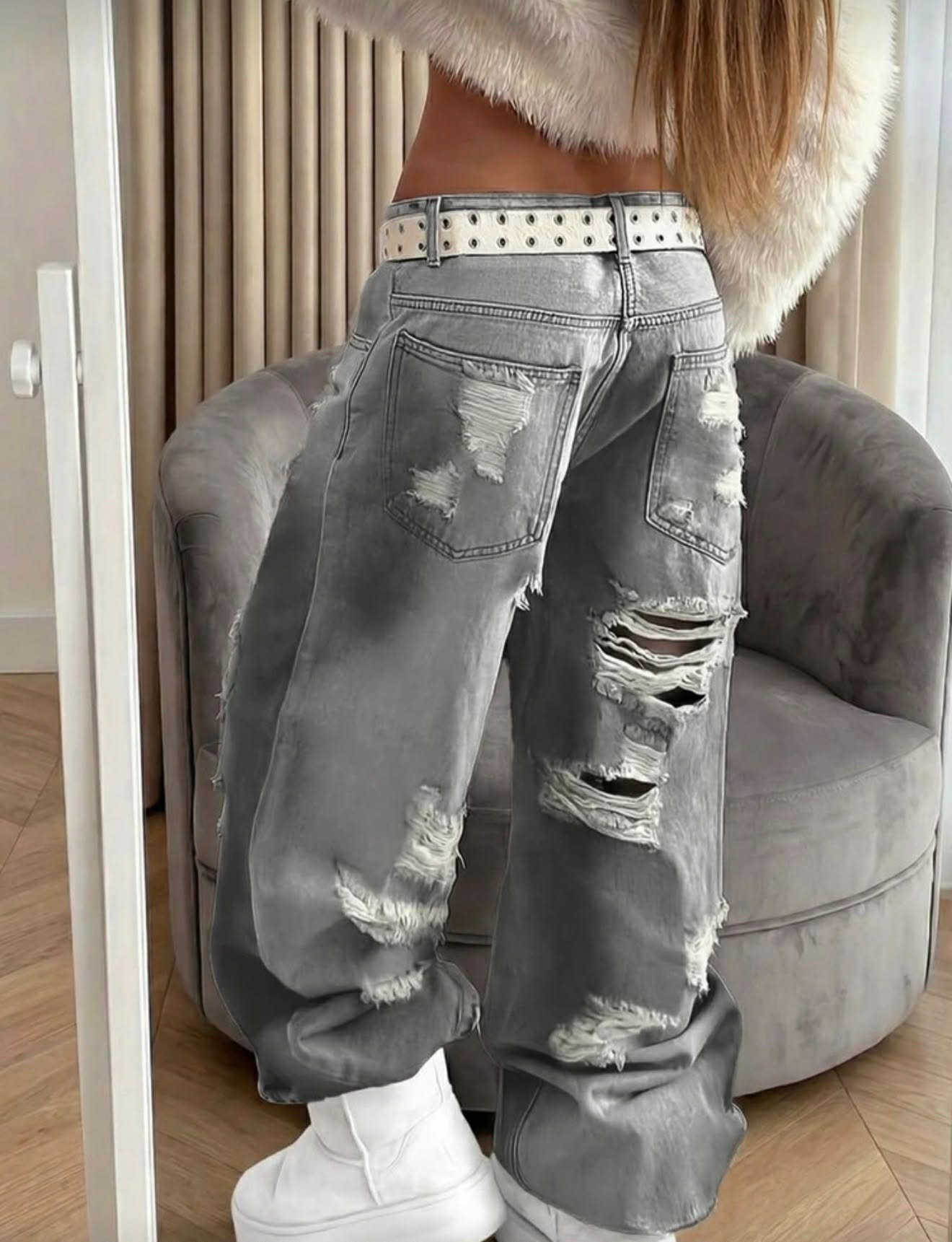 Jeans Ibiza  oversized Gris