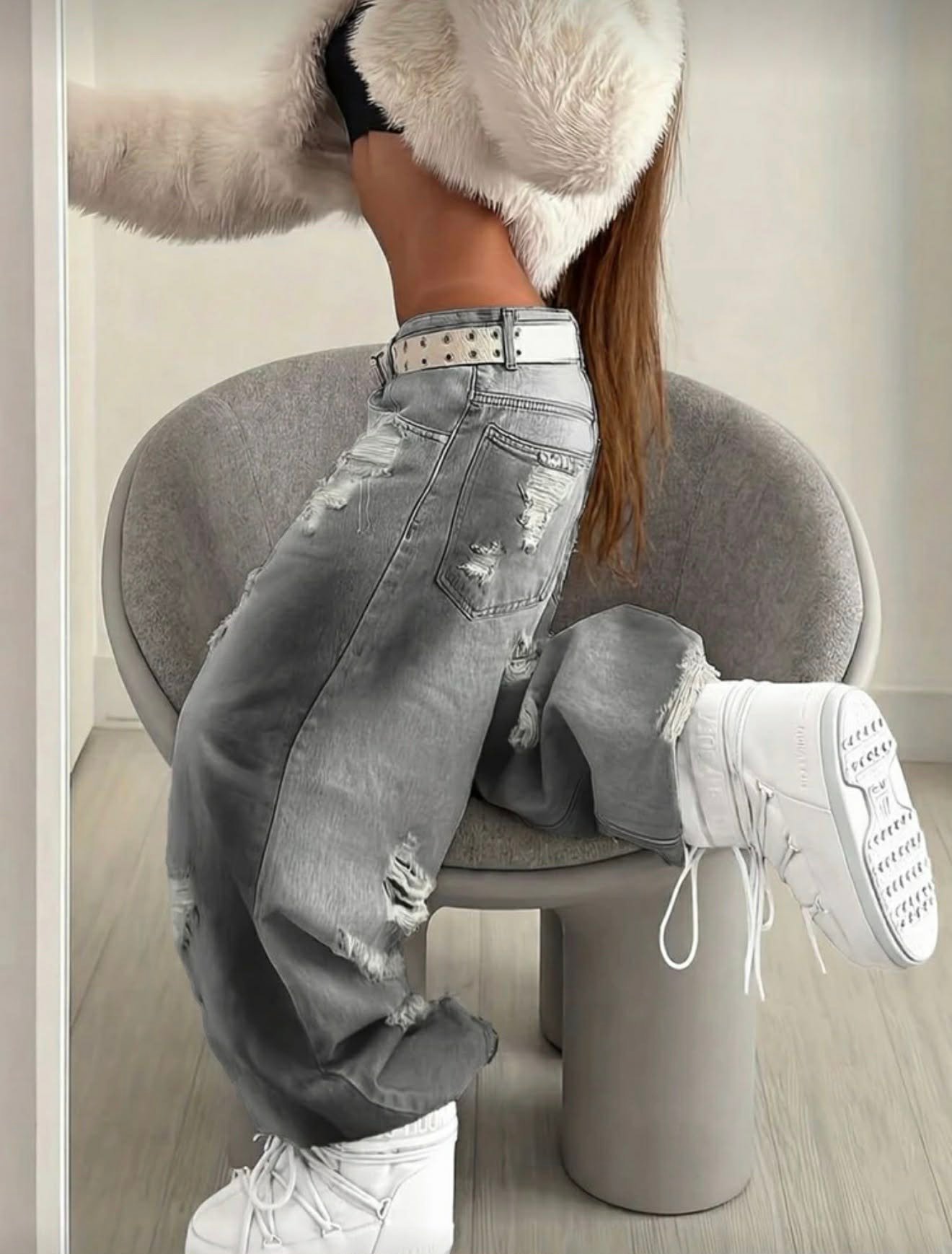 Jeans Ibiza  oversized Gris